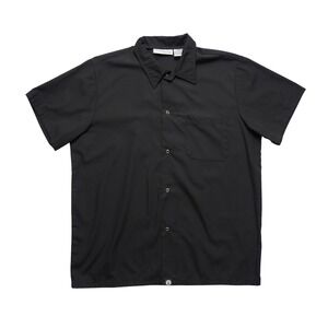Chef Works Uniform Shirt Mens Medium Black‎ Short Sleeve Snap Front Professional